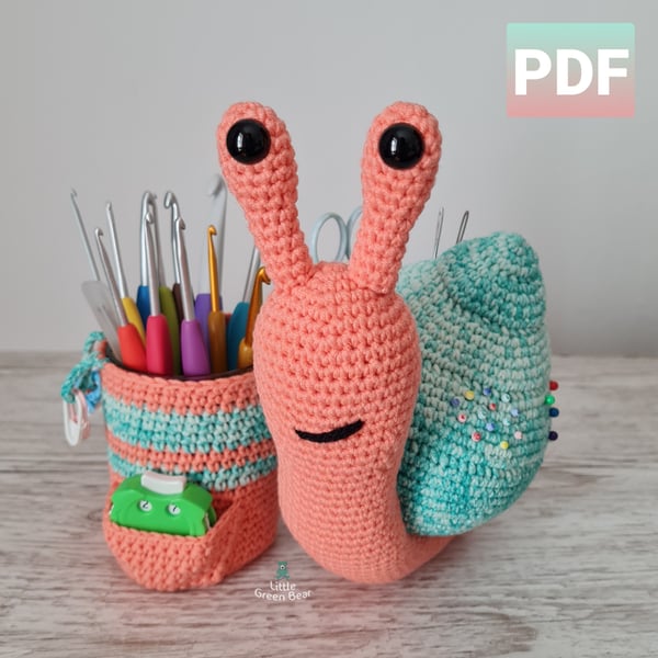 Sally the Snail Caddy Crochet Pattern, Snail Amigurumi Pattern, Caddy