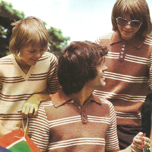 VINTAGE KNITTING PATTERN Mans Dayout for Stripes