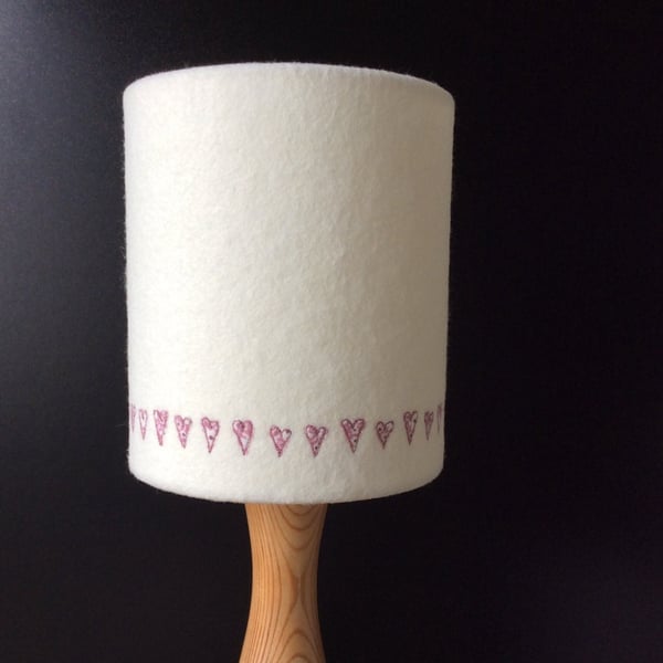 Heart embroidered Lampshade with Liberty Print