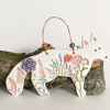Ceramic fox decoration pink flowers