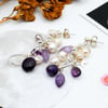 Sterling Silver Amethyst Gemstone Freshwater Pearl Gemstone Confetti Earrings 