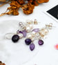Sterling Silver Amethyst Gemstone Freshwater Pearl Gemstone Confetti Earrings 