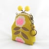 Small coin purse with bobble clasp and key ring