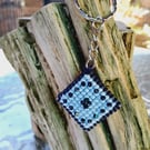 Key Ring, Embroidered with Beads on Plastic Canvas