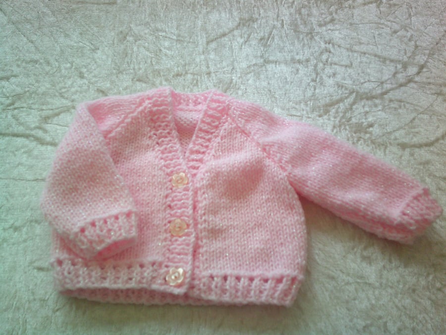 V Neck Pink 14 inch Cardigan