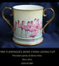 Pink Flamingos. Large two handled bone china loving cup. Handpainted . - Image 6