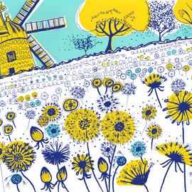 'Dandelion Windmill' original hand-pulled screen print