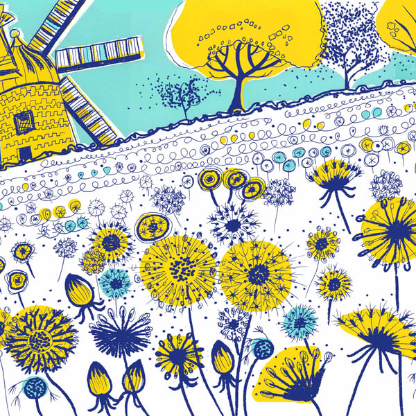 'Dandelion Windmill' original hand-pulled screen print