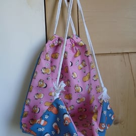 Guinea Pig Bag, backpack, shoes or gym Pink & Blue 