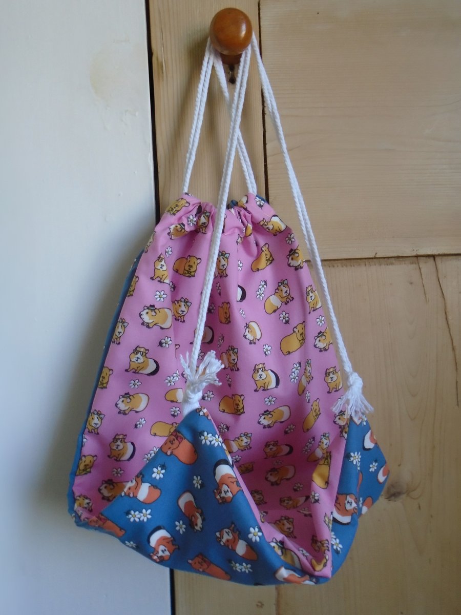 Guinea Pig Bag, backpack, shoes or gym Pink & Blue 