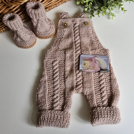 Designer Baby Boy's Knitted Cable Rompers & Booties Set 0-3 months size