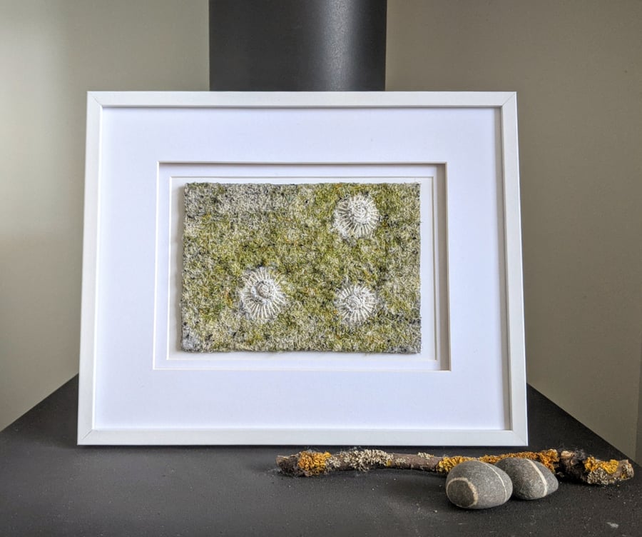 Coastal inspired Textile Art in Soft Green - UNFRAMED Seconds Sunday