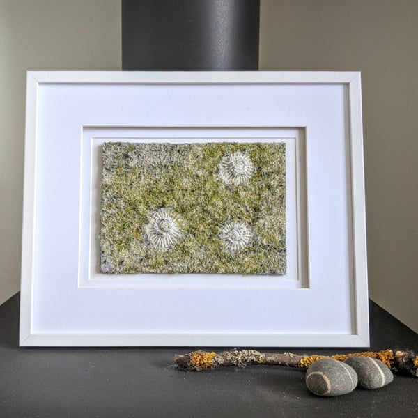 Coastal inspired Textile Art in Soft Green - UNFRAMED