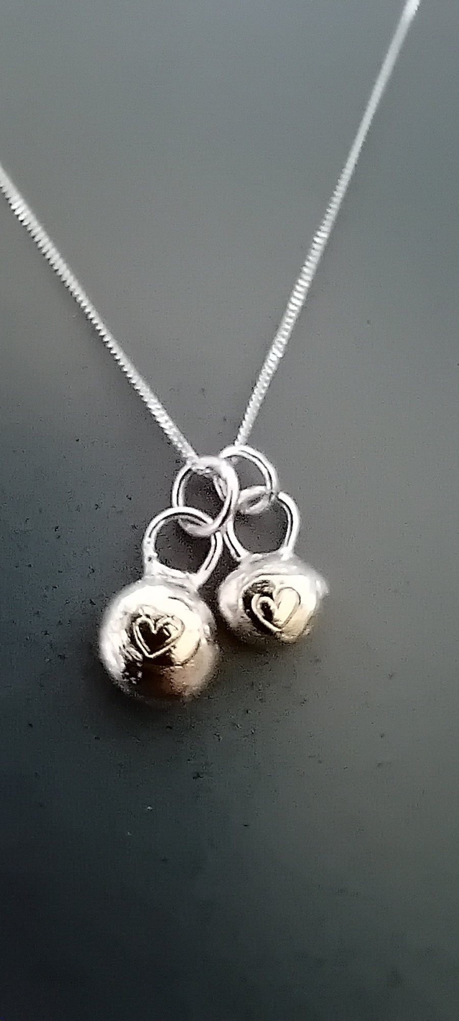 Double heart silver necklace 