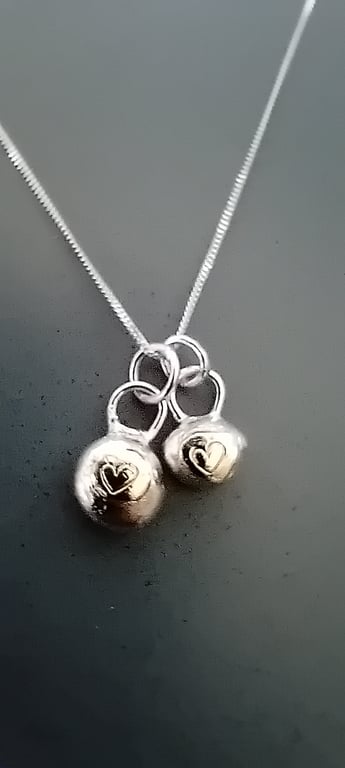 Double heart silver necklace 