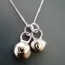 Double heart silver necklace 