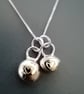 Double heart silver necklace 