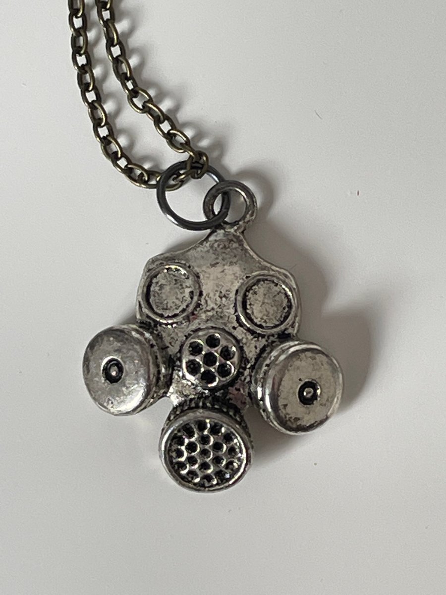 Tibetan Silver Steampunk Gas Mask on chain