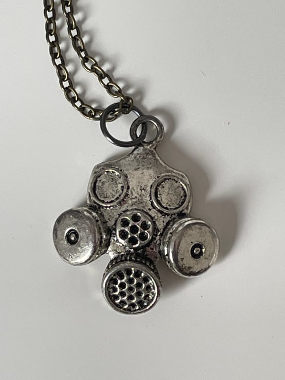Tibetan Silver Steampunk Gas Mask on chain