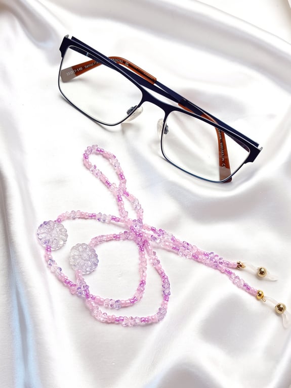Pink & Purple Czech Bead Eye Glass Chain