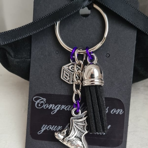 Gorgeous Gothic Baby Themed Key Ring - Black - Key Chain - Silver tones