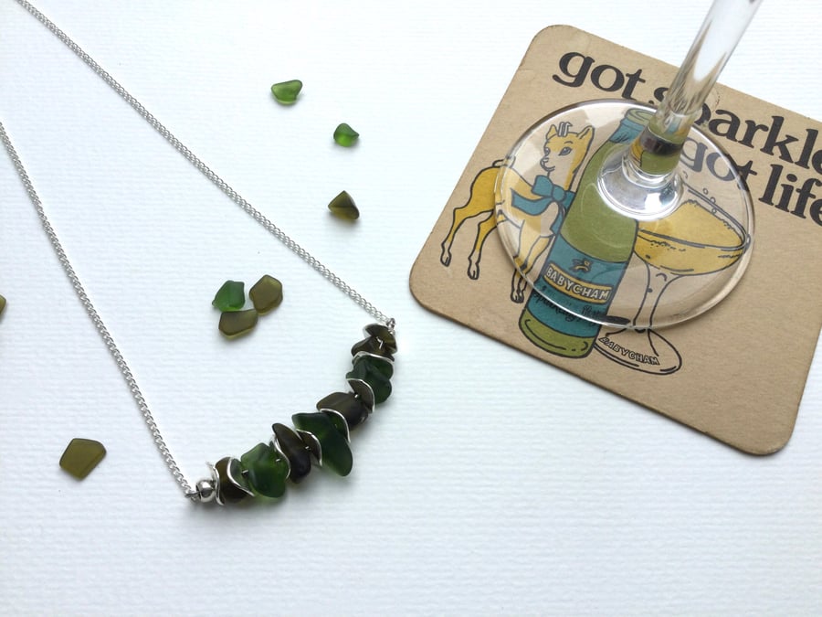 Handmade upcycled Prosecco bottle necklace