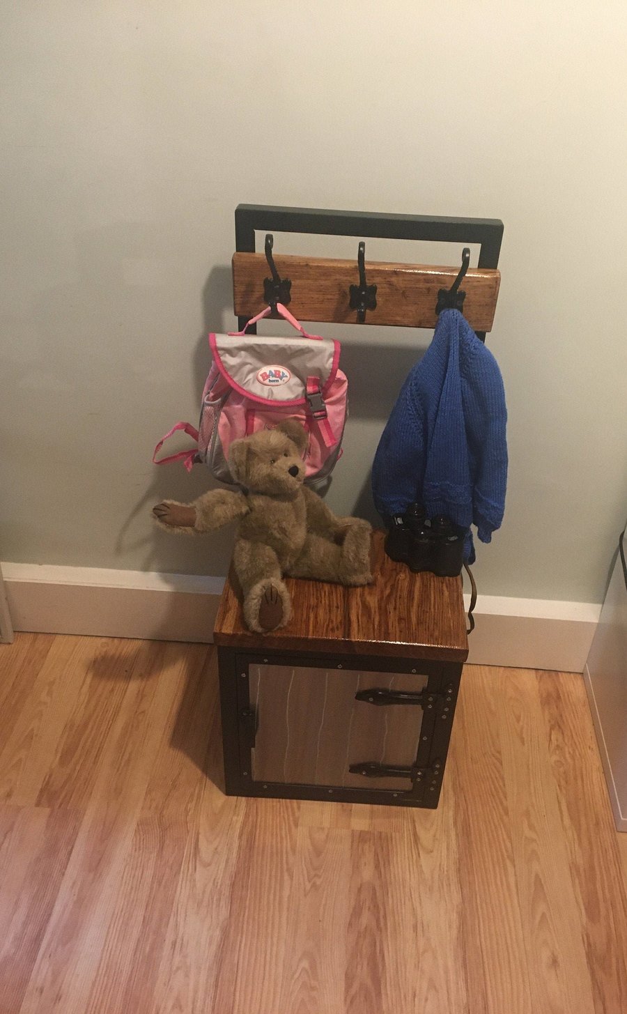 Child coat rack, hooks, wooden, chair, hallway Folksy