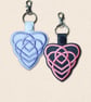 Celtic Motherhood Knot Keyring - Embroidered Heart Gift for Mum