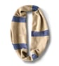 Soft caramel Infinity Scarf with Electric Blue ticking stripe