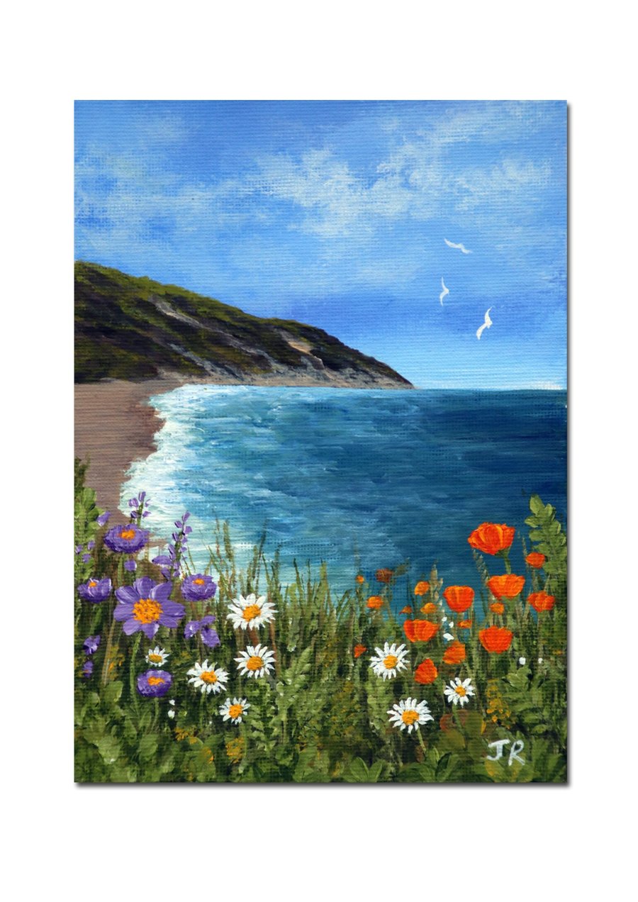 Original Painting "View of the Bay"  7x5" Canvas Board