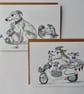 Pack of 2 Greeting Cards - whippets & companions