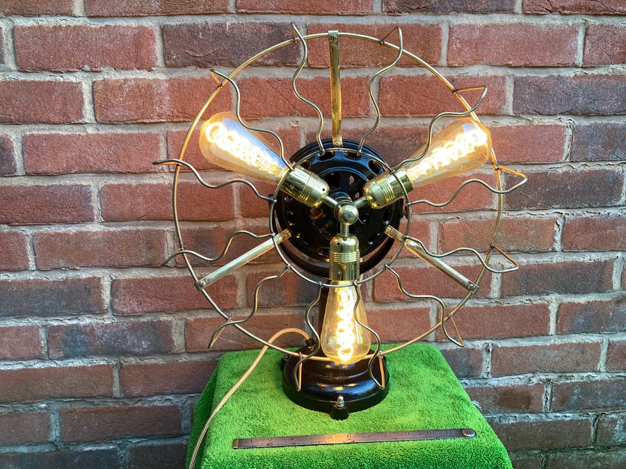 Stunning Metal Table Lamp, made from Antique Marelli Pampero Electric Fan
