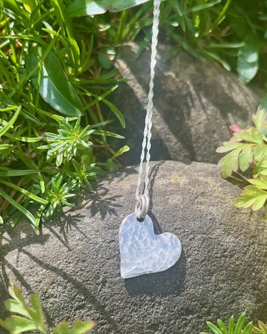 Handmade Sterling Silver 925 Heart Pendant Necklace - Unique Jewellery