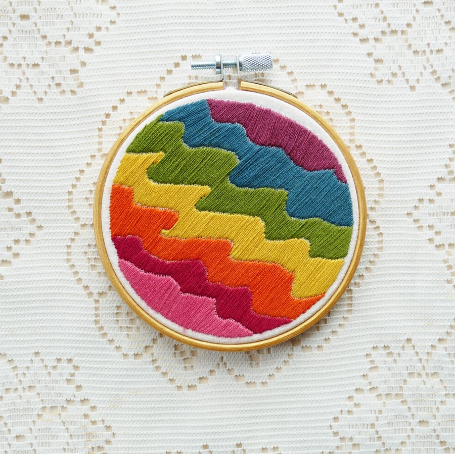 Rainbow Skies Embroidery Art - Purple - 4 Inch Hoop