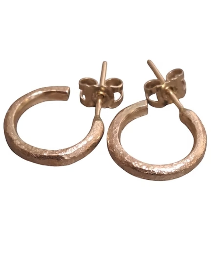 Mini 9ct solid gold hoops in recycled gold