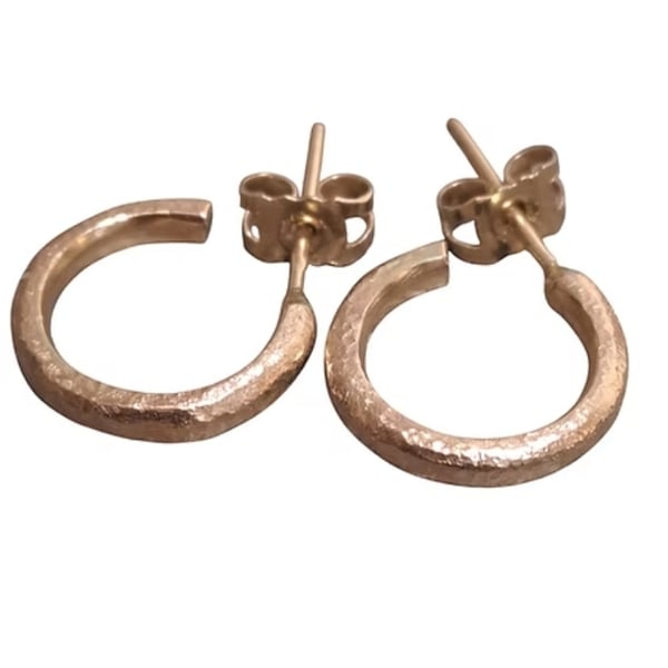 Mini 9ct solid gold hoops in recycled gold