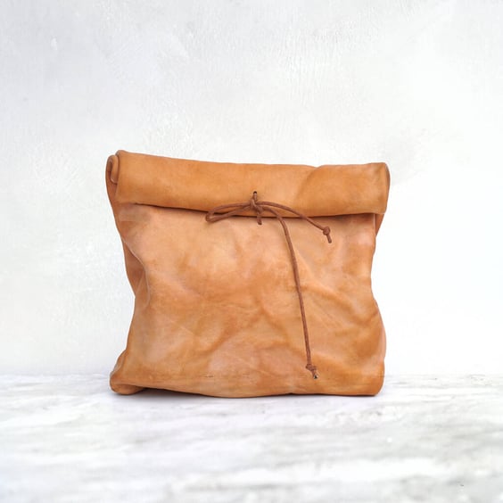  Leather Lunch Bag - string closure