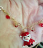 Father Christmas Lampwork Pendant & Red Crystal Drops GoldPlate Necklace 18 inch - Image 6