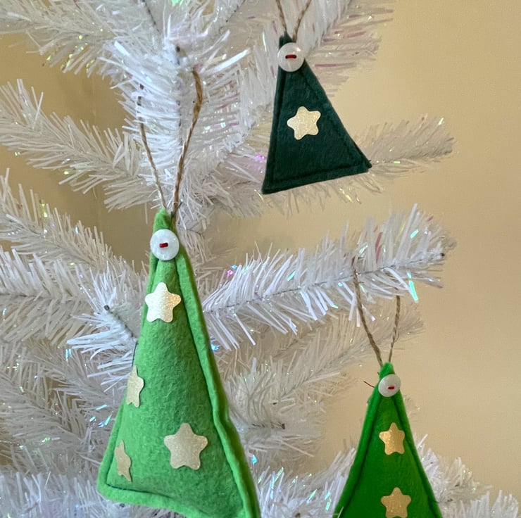 Set of 3 Felt Christmas Tree Hanging Decorations Folksy