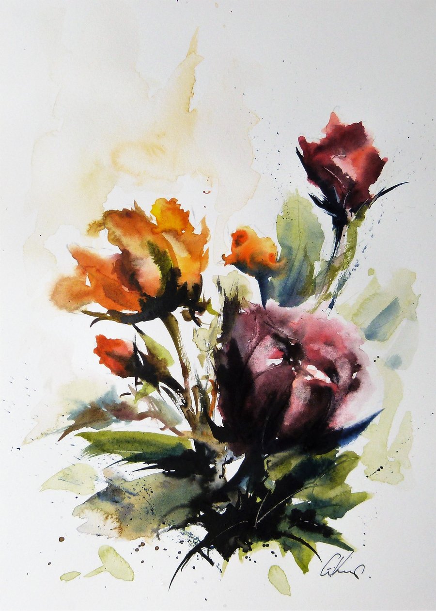 Roses, Original Watercolour Painting.