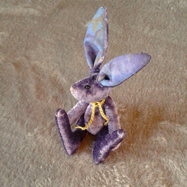 Collectable velvet rabbit 'Rhubarb' 6 inches tall and fully jointed