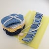 Eight reusable crochet cotton face or make up wipes with net washbag