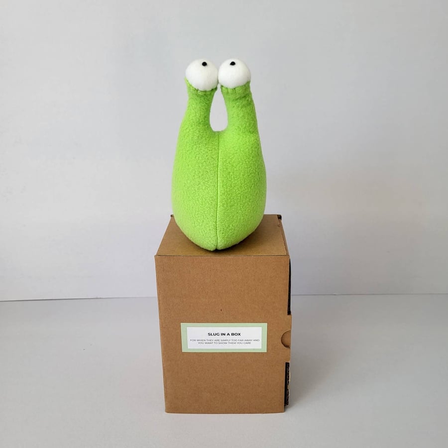 SLUG IN A BOX - Hug Gift for a far away friend - Green Slug
