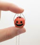 Jack-O'-Lantern Sweet Bucket Necklace, Handmade Polymer Clay Halloween Charm