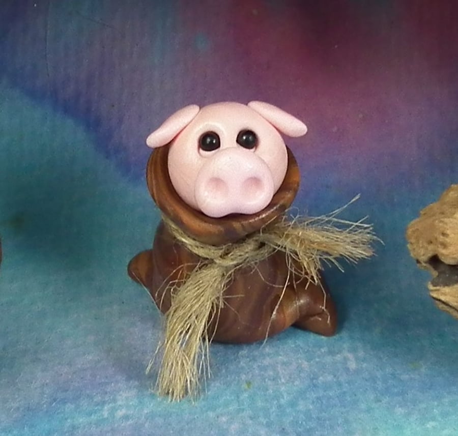 Pig-in-a-Poke Piglet in sack OOAK Sculpt Ann Galvin