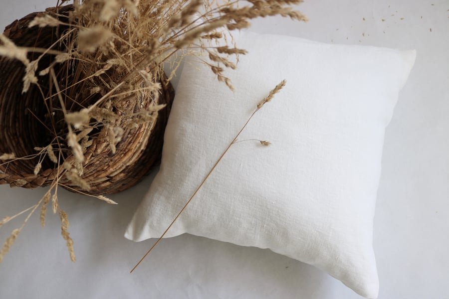 100% Linen Cushion Cover, White