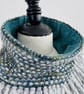 Reversible Blue and Green Merino Wool Cowl with Blue Cord Reverse. - Image 9