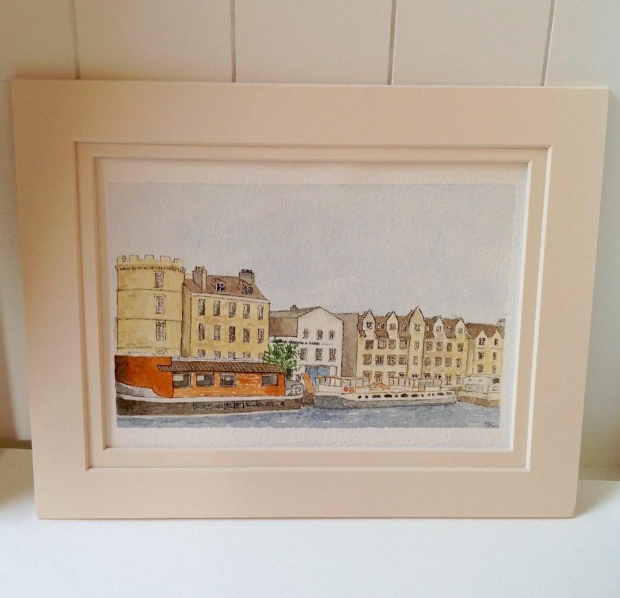 Leith waterfront original watercolour painting