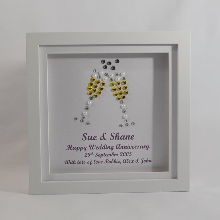 Toasting Champagne Wedding Anniversary Gift Frame - Custom Keepsake