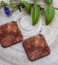 Exotic Wood Burl Square Earrings - Unique Natural Wood Jewellery